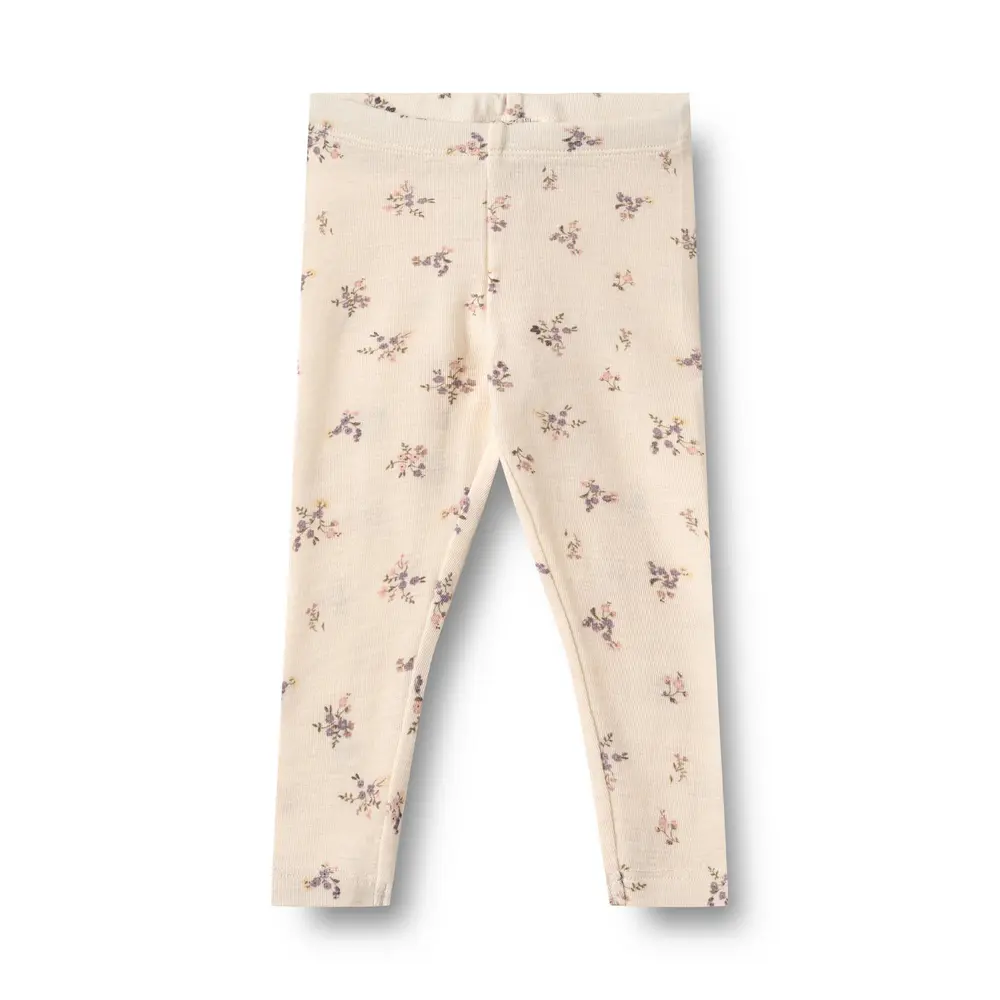 Wheat Agi Uldleggings - Eggshell Flowers - 92 Wheat Agi Uldleggings - Eggshell Flowers - 92