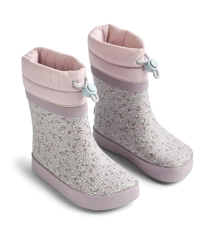 Wheat Arden Barefoot Termo Gummistøvle - Lilac Blue Flowers - 31