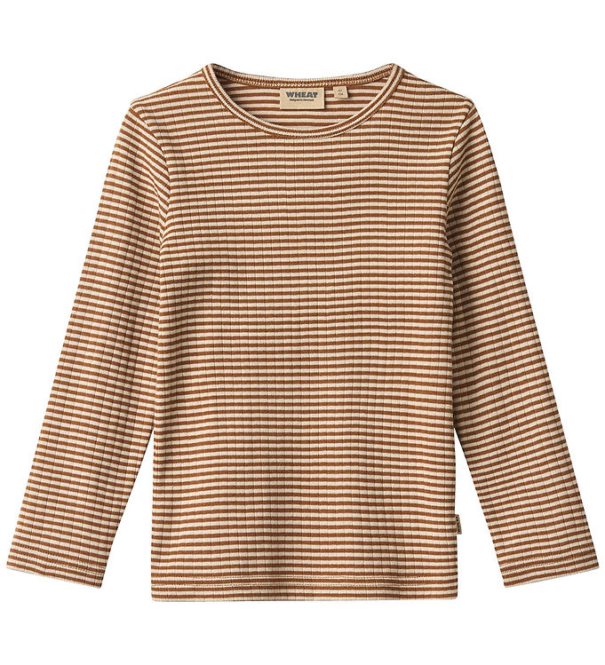Wheat Bluse - Rib - Stig - Warm Hazel Stripe Wheat Bluse - Rib - Stig - Warm Hazel Stripe