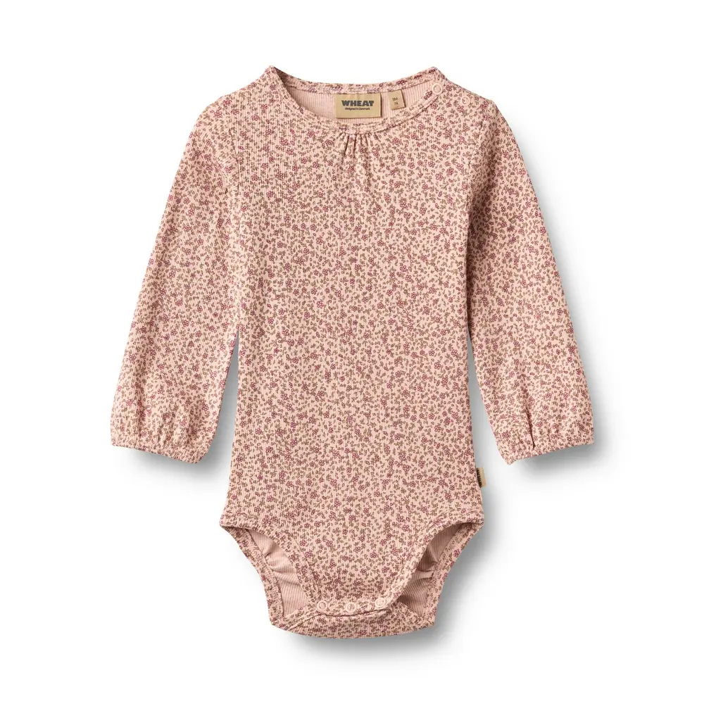 Wheat Elmine Langærmet Body - Dime Rose Small Flowers - 68