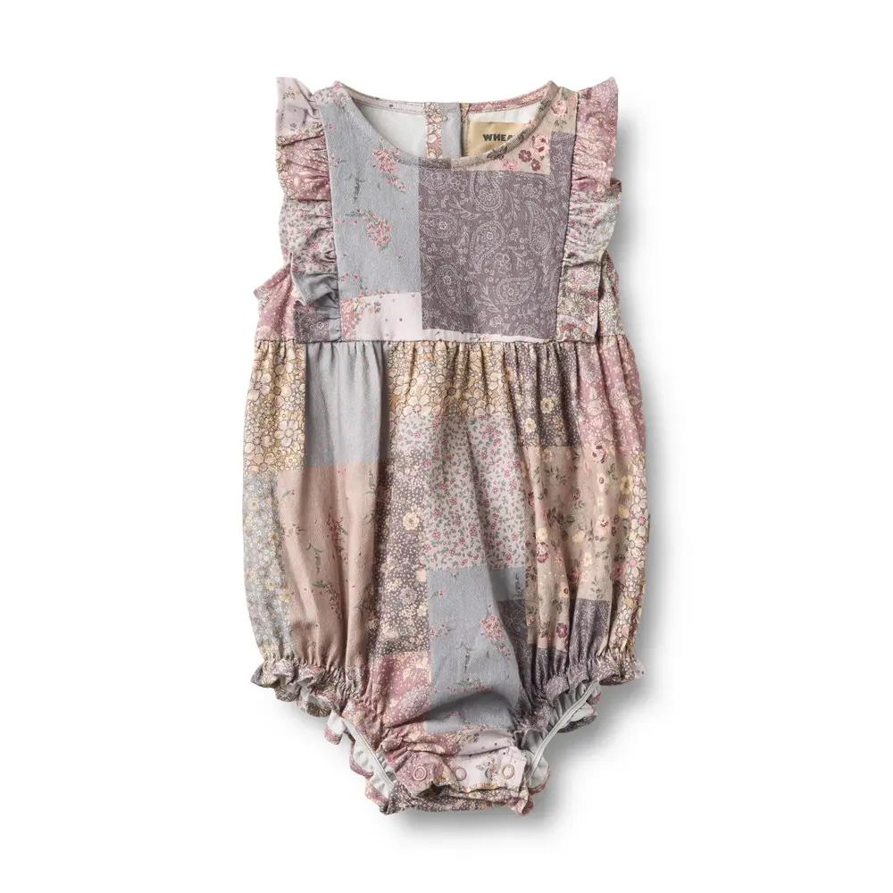 Wheat Emmaline Romper - Patchwork Flowers - 92 Wheat Emmaline Romper - Patchwork Flowers - 92