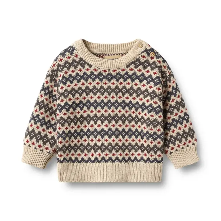 Wheat Harlow Jacquard Pullover - Greyblue - 80