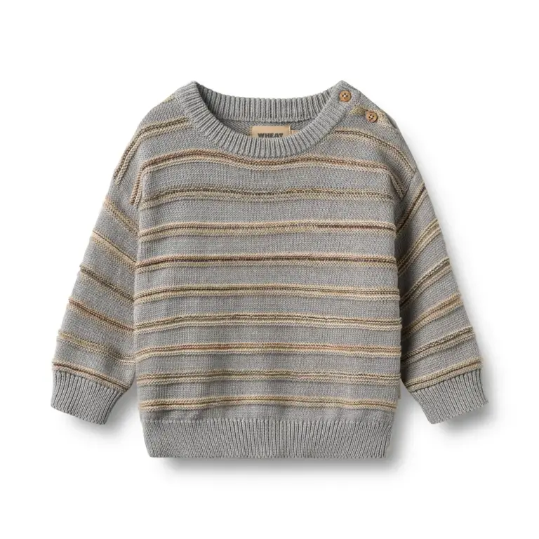 Wheat Harlow Jacquard Pullover - Slightly Blue Stripe - 68 Wheat Harlow Jacquard Pullover - Slightly Blue Stripe - 68
