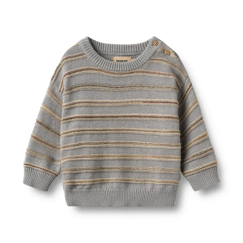 Wheat Harlow Jacquard Pullover - Slightly Blue Stripe - 68 Wheat Harlow Jacquard Pullover - Slightly Blue Stripe - 68