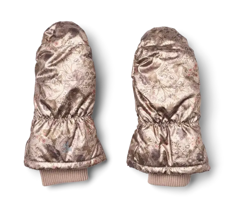 Wheat Jazz Puffer Handsker - Golden Flowers - 3-5 ÅR