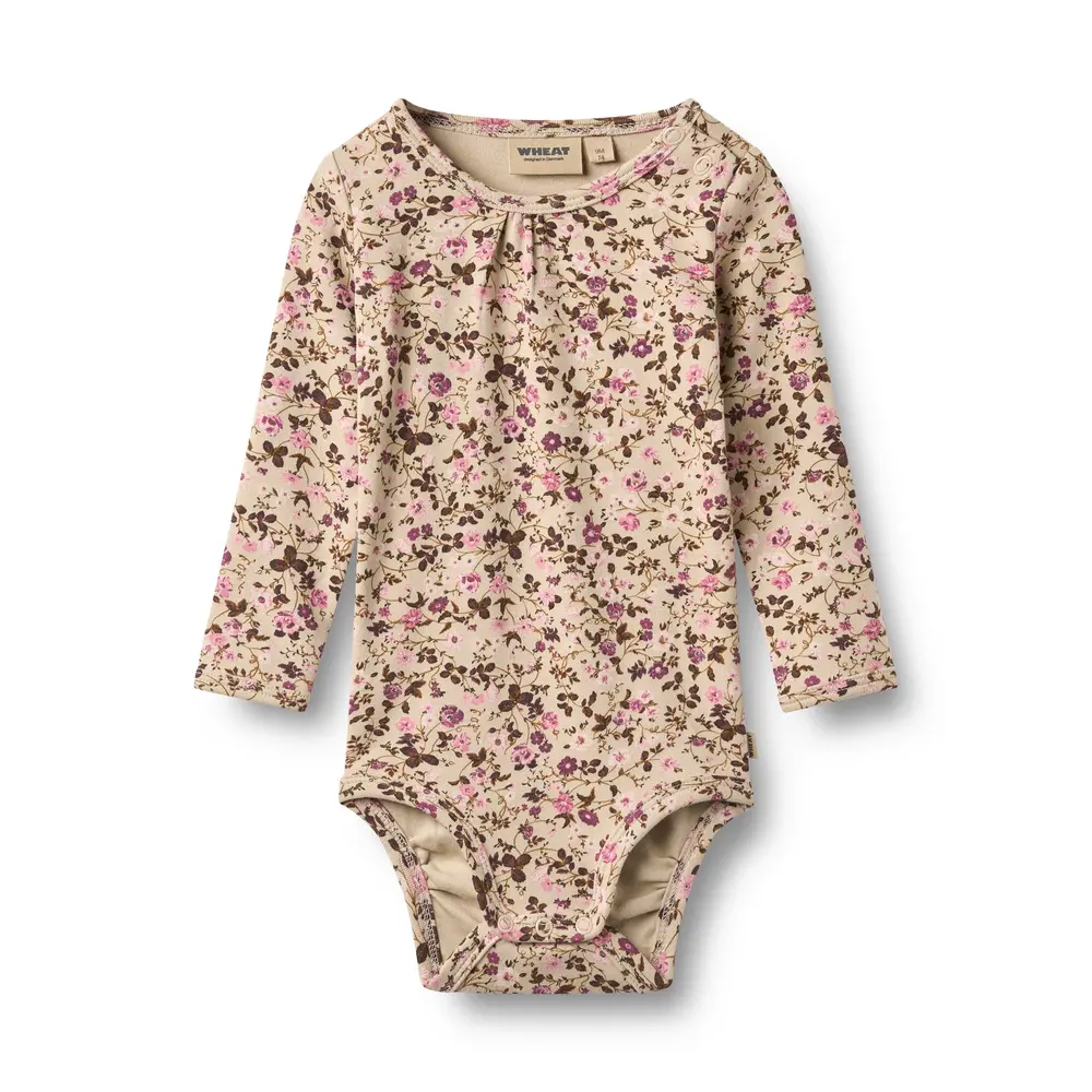 Wheat Liv Langærmet Body - Soft Sand Flower Wine - 68