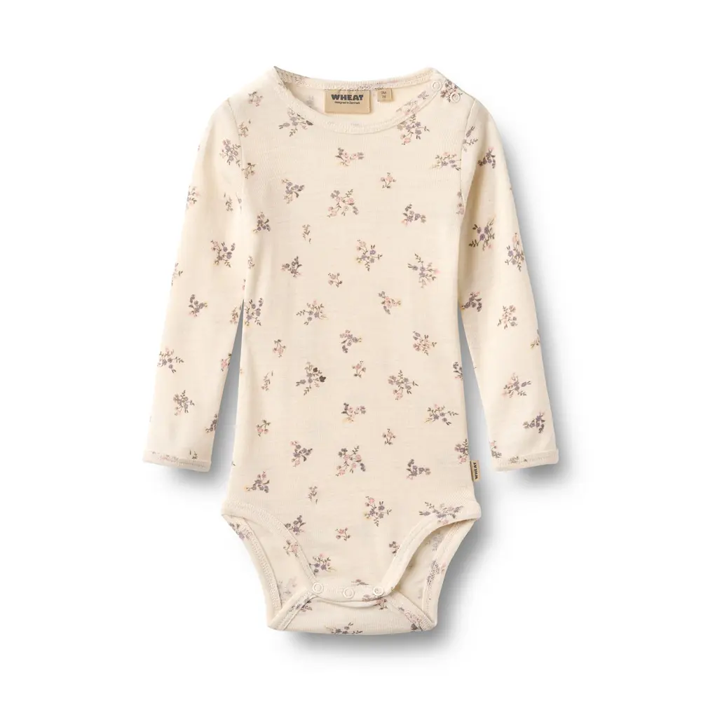 Wheat Lucca Langærmet Uld Body - Eggshell Flowers - 86 Wheat Lucca Langærmet Uld Body - Eggshell Flowers - 86