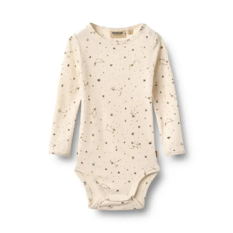 Wheat Lucca Langærmet Uld Body - Eggshell Stars - 74 Wheat Lucca Langærmet Uld Body - Eggshell Stars - 74