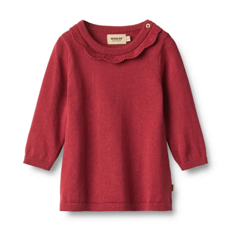 Wheat Nannie Strikkjole - Red Cherry - 86 Wheat Nannie Strikkjole - Red Cherry - 86