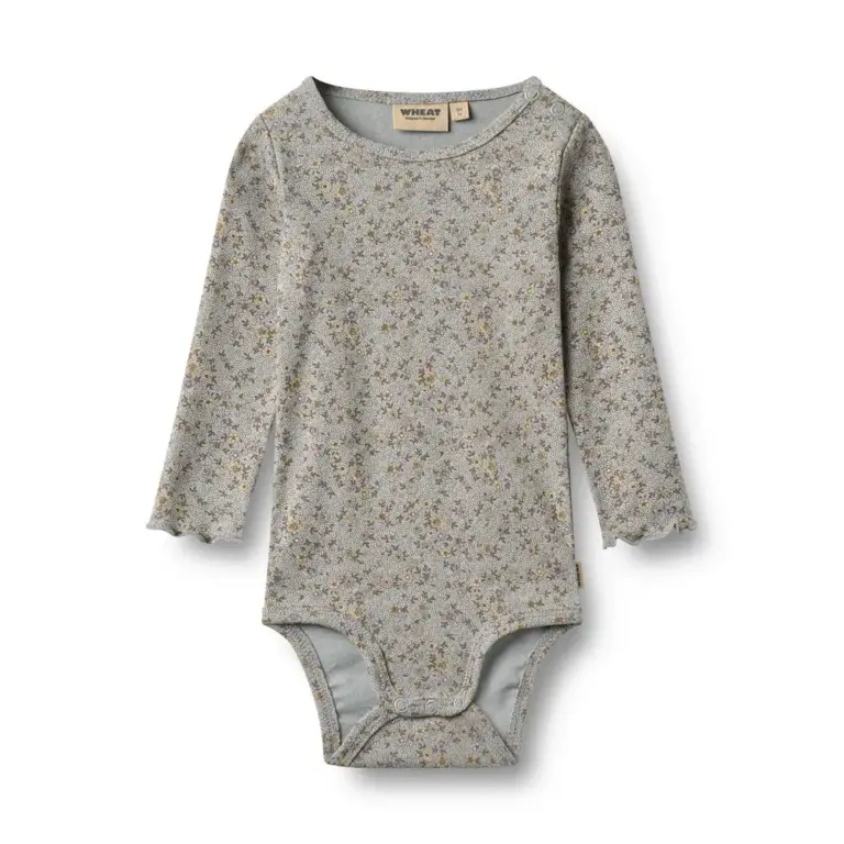 Wheat Regitza Langærmet Body - Slightly Blue Flowers - 62