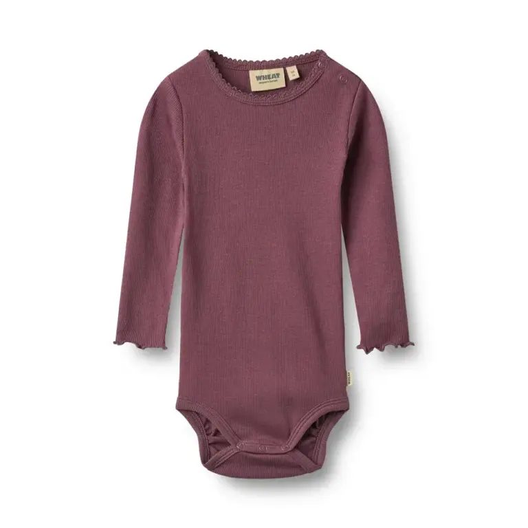 Wheat Regitze Langærmet Rib Body - Eggplant - 92
