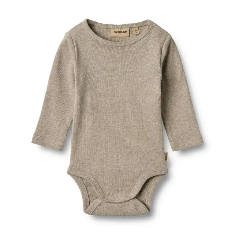 Wheat Spencer Langærmet Rib Body - Gravel Melange - 56