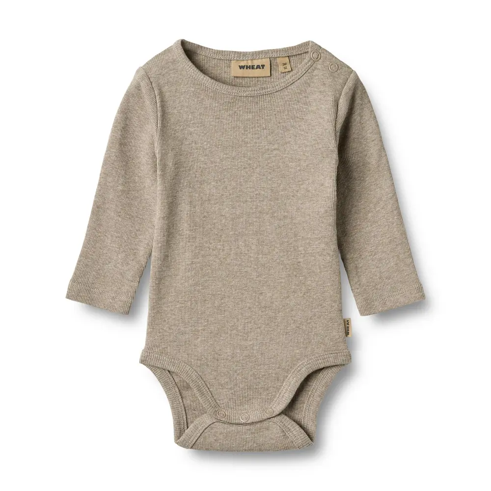 Wheat Spencer Langærmet Rib Body - Gravel Melange - 56
