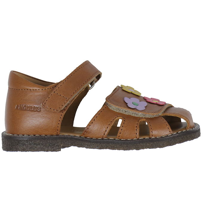 Angulus Sandaler - Cognac m. Blomster Angulus Sandaler - Cognac m. Blomster