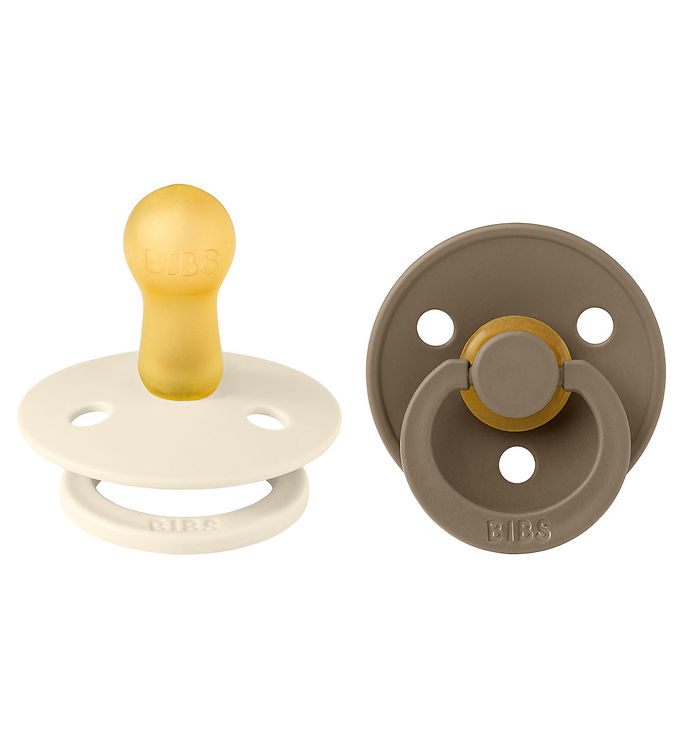 BIBS Colour Sutter - 2-pak - Str. 2 - Rund - Ivory/Dark Oak