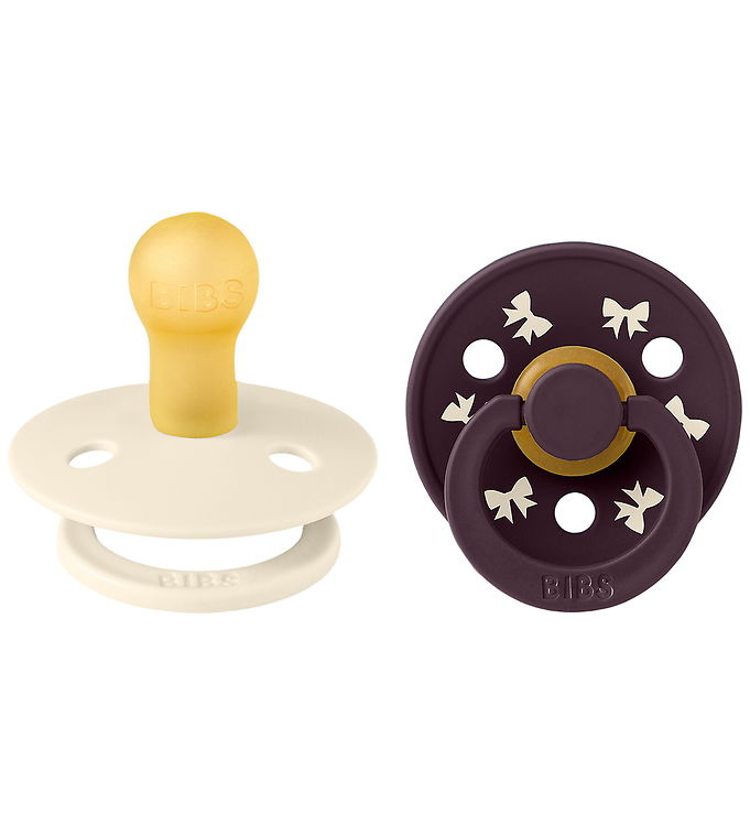 BIBS Colour Sutter - Str. 1 - 2-pak - Holiday Bow - Ivory/Plum