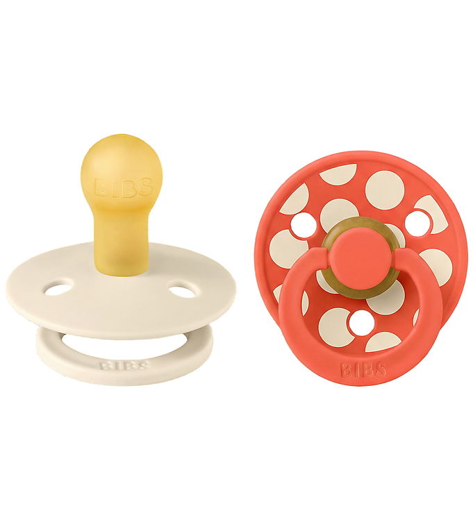 BIBS Studio Colour Sutter - Str. 1 - Rund - 2-pak - Ivory/Tango BIBS Studio Colour Sutter - Str. 1 - Rund - 2-pak - Ivory/Tango