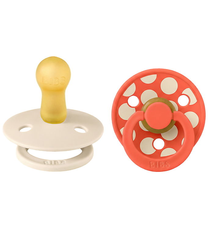 BIBS Studio Colour Sutter - Str. 2 - Rund - 2-pak - Ivory/Tango BIBS Studio Colour Sutter - Str. 2 - Rund - 2-pak - Ivory/Tango