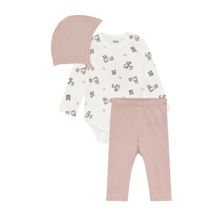 BeKids Bodysæt m. Hue - Nostalgia Rose - 60