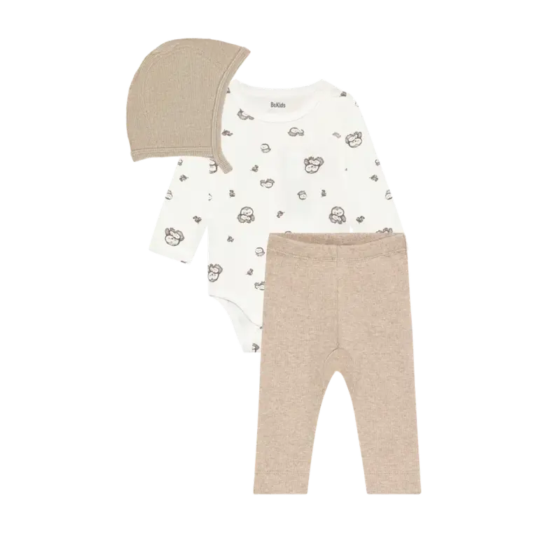 BeKids Bodysæt m. Hue - Silver Mink - 50
