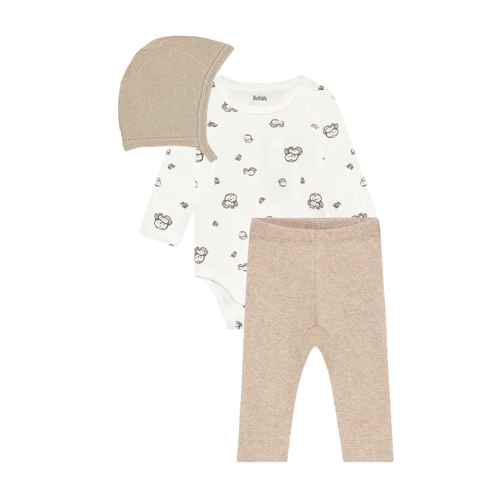 BeKids Bodysæt m. Hue - Silver Mink - 50