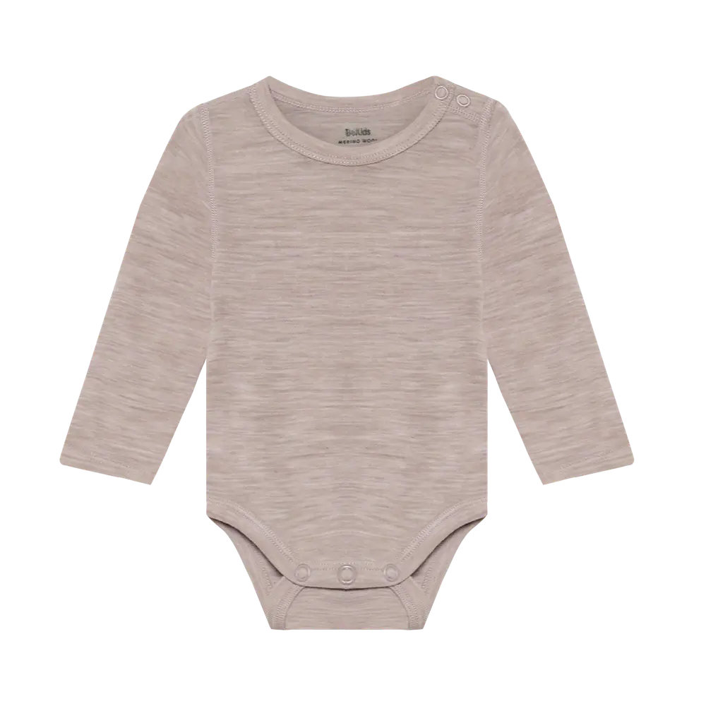 BeKids Uld body langærmet - Mocha Meringue Melange - 50
