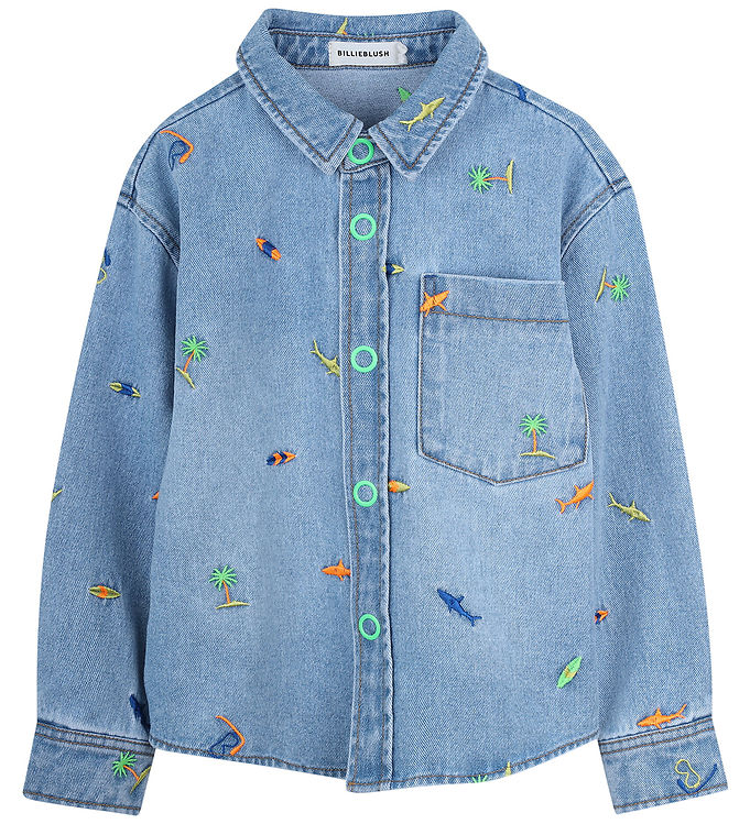 Billieblush Skjorte - Denim - Double Stone m. Surfmotiv