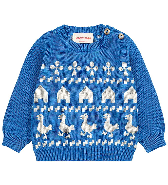 Bobo Choses Bluse - Strik - Farm Jaquard - Blå