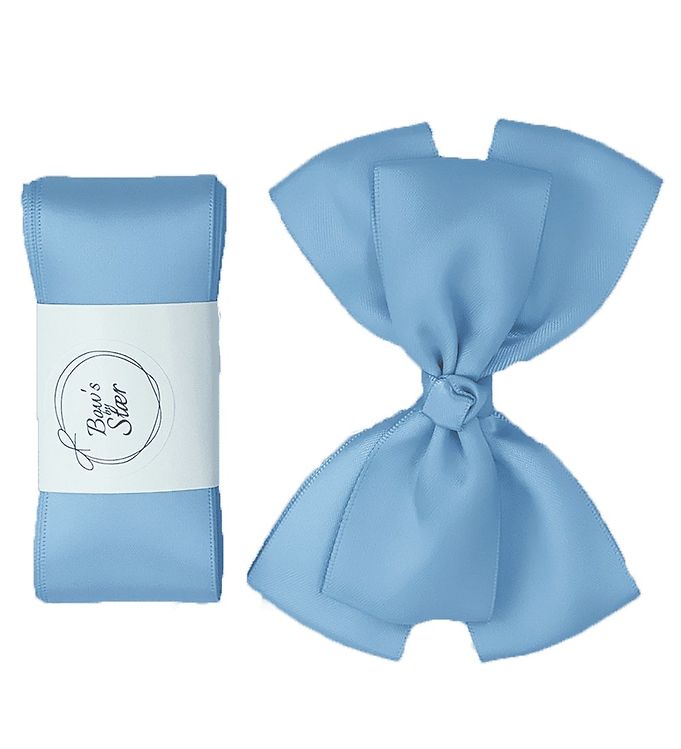 By Stær Dåbsbånd m. Sløjfe - Satin - Double Bow - Lyseblå By Stær Dåbsbånd m. Sløjfe - Satin - Double Bow - Lyseblå