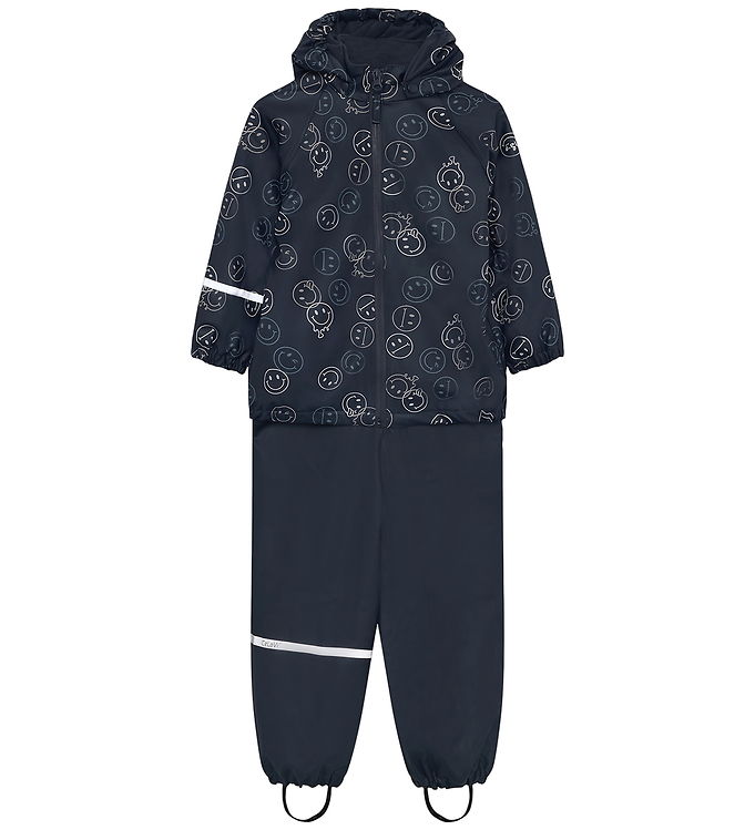 CeLaVi Regntøj m/u Seler - Fleece - PU - Navy m. Print CeLaVi Regntøj m/u Seler - Fleece - PU - Navy m. Print