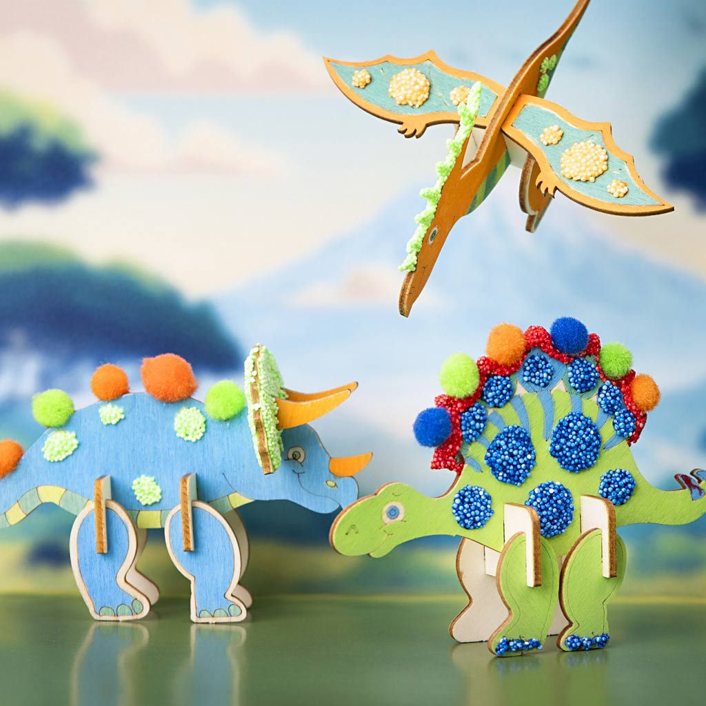Creativ Company | Byg & mal - Dinosaurer, 3 stk