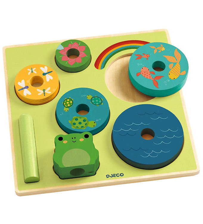 Djeco Puslespil/Stabelelegetøj - 8 Dele - Træ - Rainbow Djeco Puslespil/Stabelelegetøj - 8 Dele - Træ - Rainbow