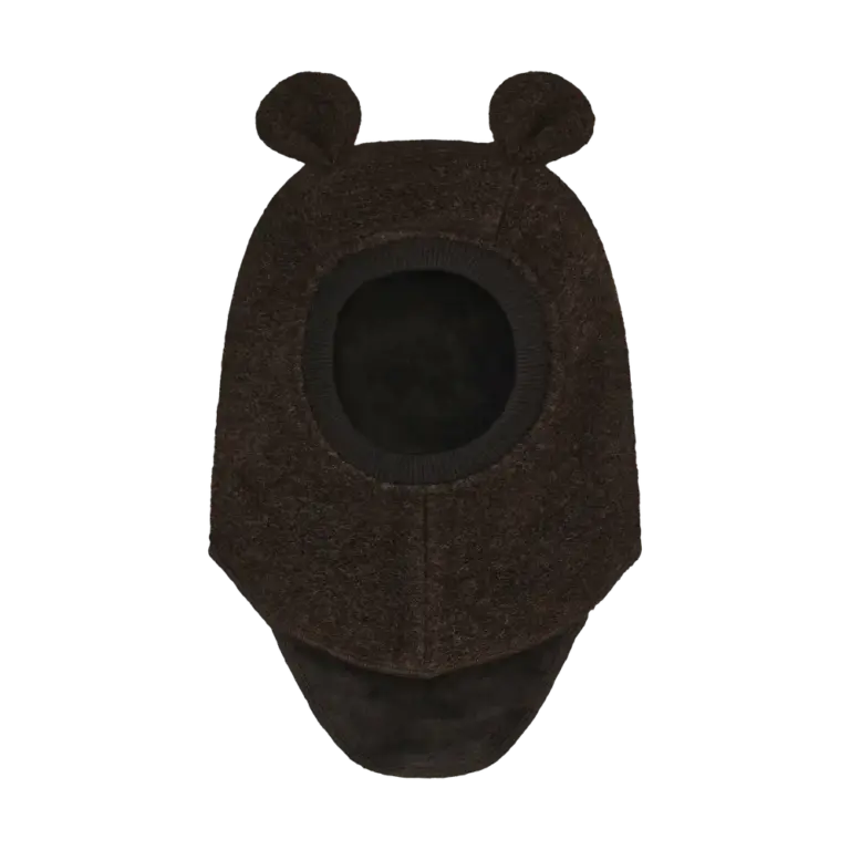 Elefanthue m. Ører Blød Uld - Dark Brown Melange - 48