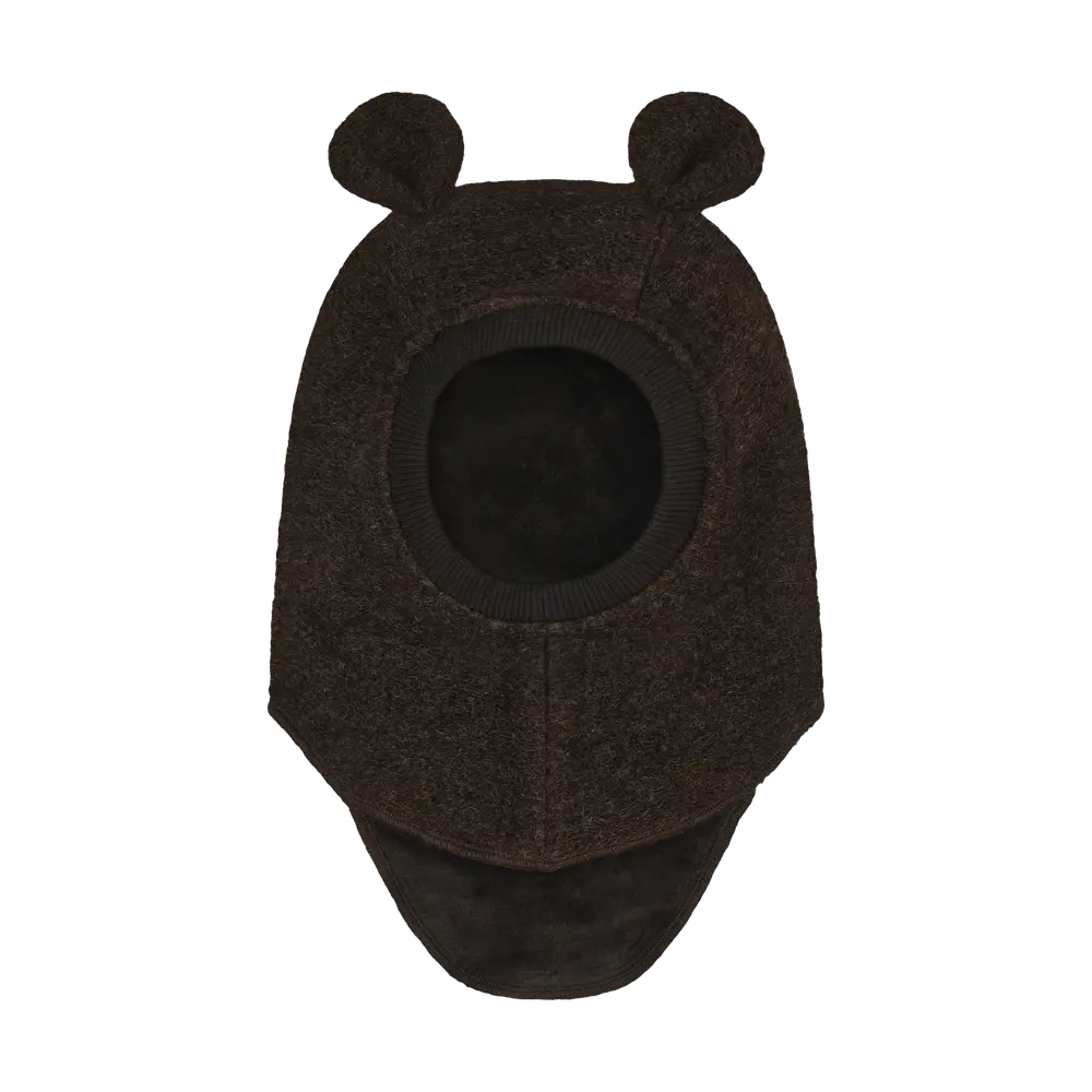 Elefanthue m. Ører Blød Uld - Dark Brown Melange - 48