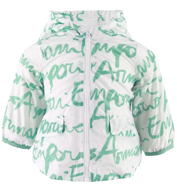 Emporio Armani Jakke - Hvid/Grøn m. Logo