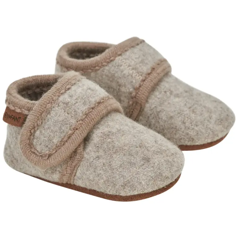 En Fant Baby Wool Slippers - Sand Melange - 17/18