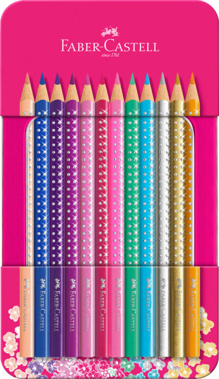 Farveblyant Faber-Castell sparkle 12 farver tinæske