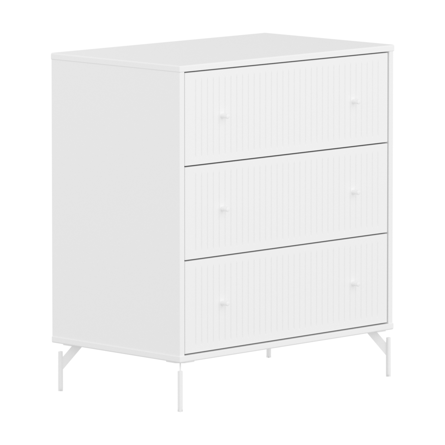 Flexa Saga Kommode 84x75,5x45 Hvid Riller/hvide Ben og Greb