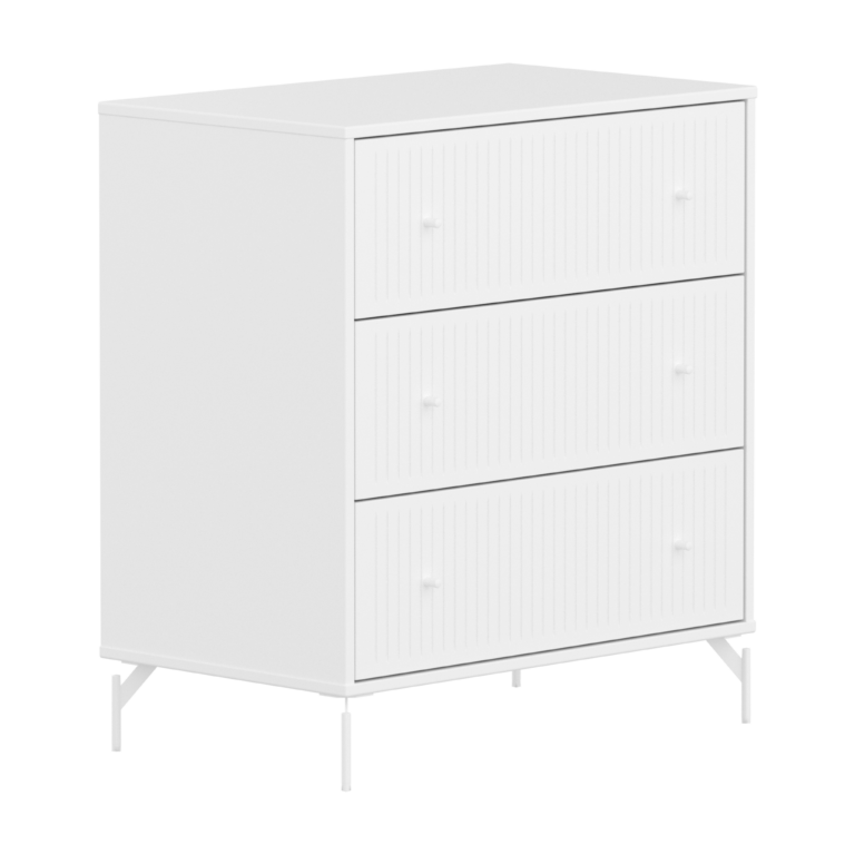 Flexa Saga Kommode 84x75,5x45 Hvid Riller/hvide Ben og Greb