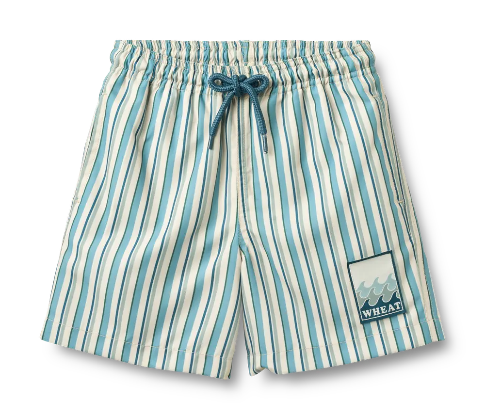 Hansi Badge Badeshorts - Aqua Stripe - 116 Hansi Badge Badeshorts - Aqua Stripe - 116