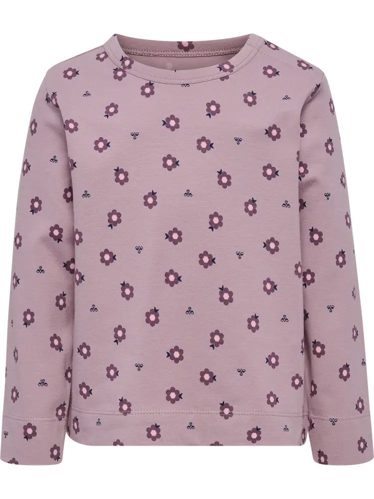 Hummel Langærmet T-Shirt m. Print - Sea Fog - 80