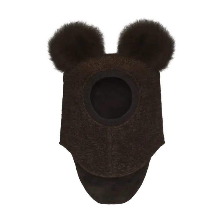 Huttelihut Elefanthue M. Alpaca Pompoms - Dark Brown Melange - 48