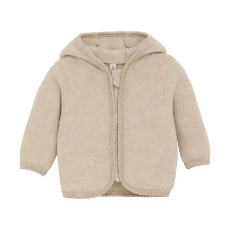 Huttelihut Jakke Ører Uld Fleece - Camel Melange - 86