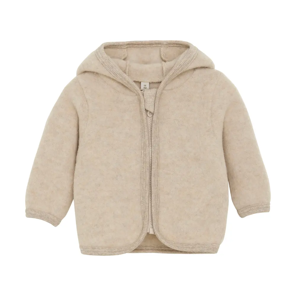 Huttelihut Jakke Ører Uld Fleece - Camel Melange - 86