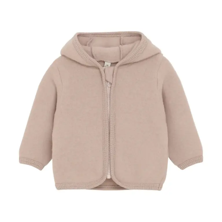 Huttelihut Jakke Ører Uld Fleece - Mahogany Rose - 80