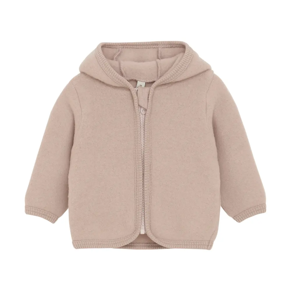 Huttelihut Jakke Ører Uld Fleece - Mahogany Rose - 80