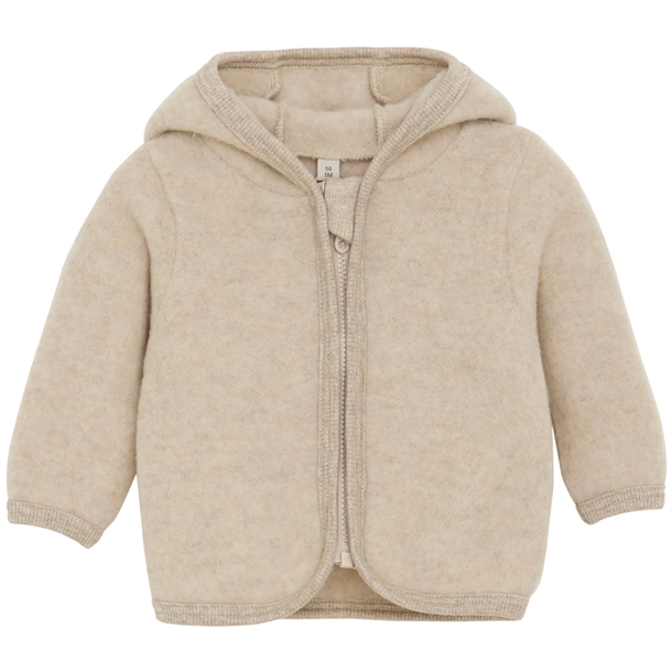 Huttelihut Jakke - Uld Fleece med ører - Camel Melange Huttelihut Jakke - Uld Fleece med ører - Camel Melange