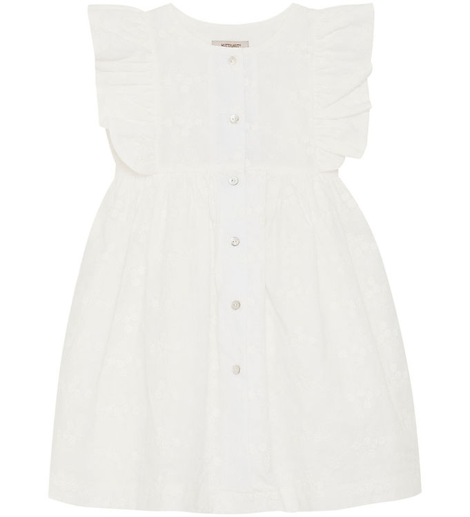 Huttelihut Kjole - Antique White m. Broderi Huttelihut Kjole - Antique White m. Broderi
