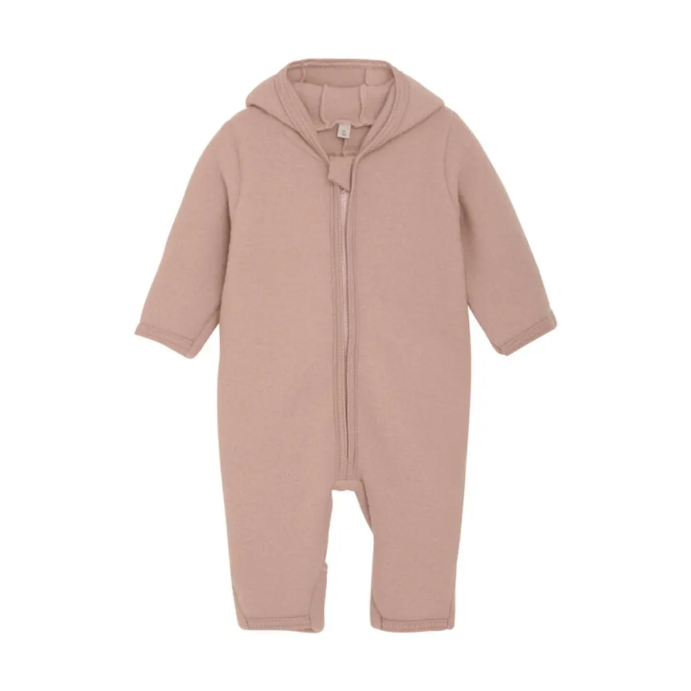 Huttelihut Køredragt M. Ører Uld Fleece - Mahogany Rose - 98