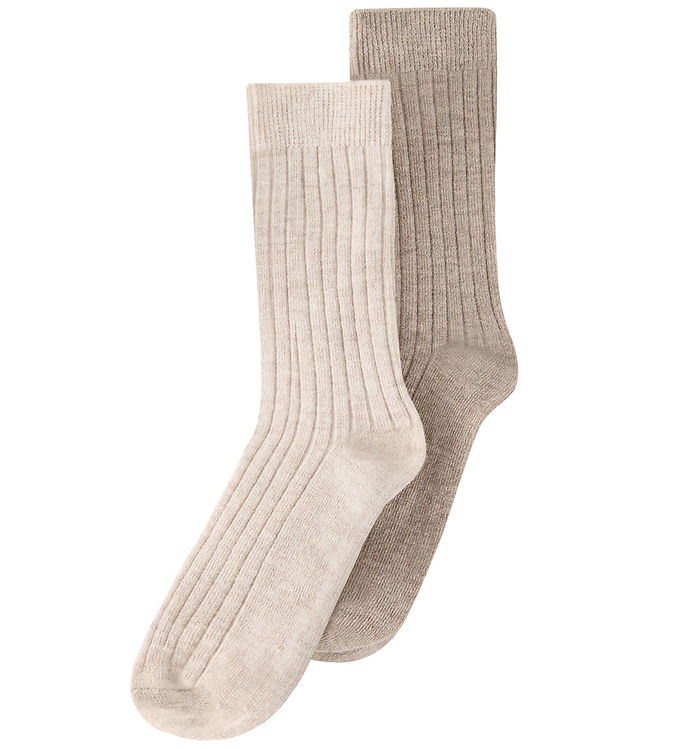 Huttelihut Strømper - Uld - Rib - 2-pak - Camel Melange Huttelihut Strømper - Uld - Rib - 2-pak - Camel Melange